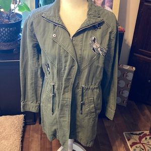 Cabi Army green shorter length trench coat style size XXS